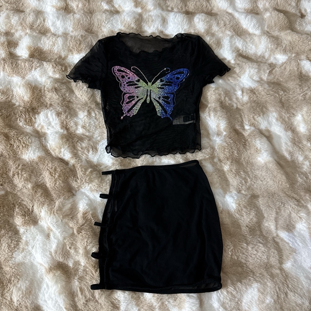 Black Butterfly Kids Top